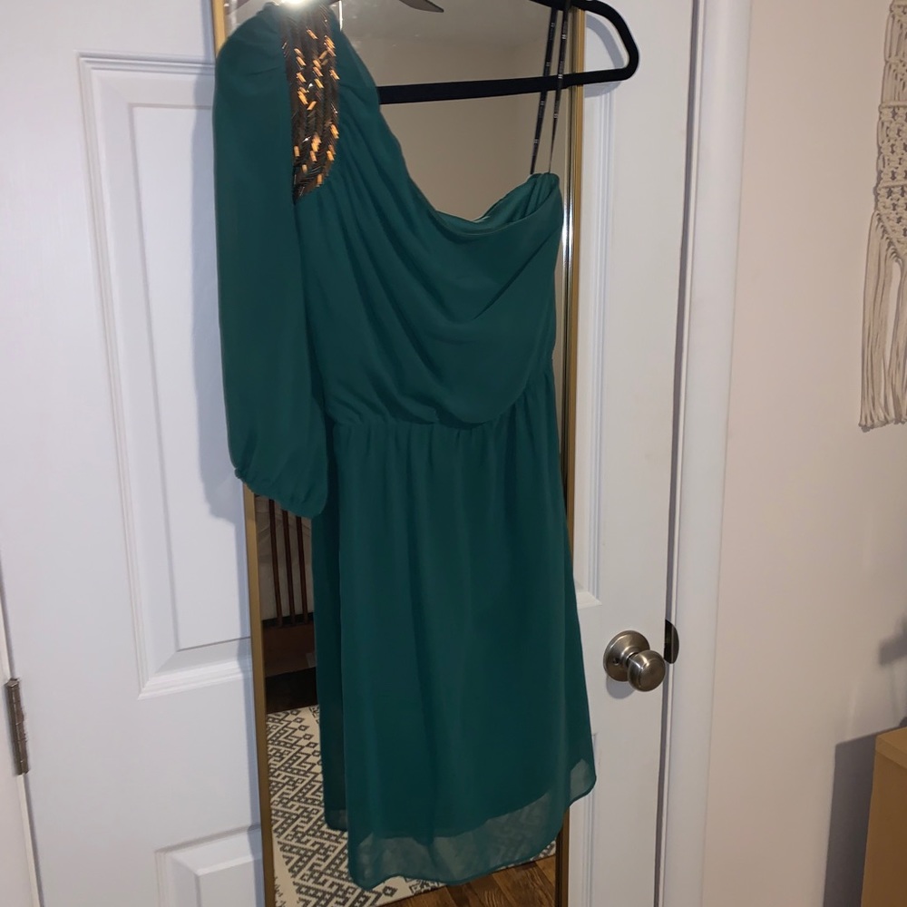 Emerald Green One Shoulder Dress